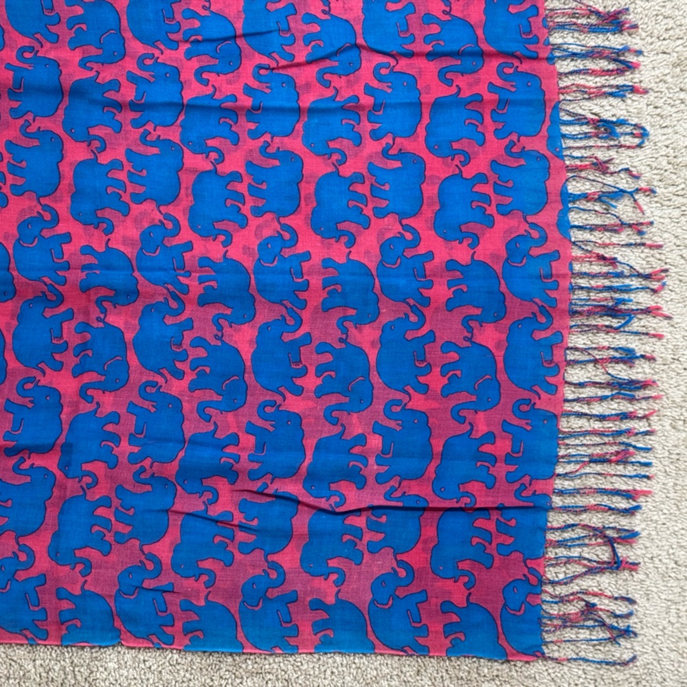 Lilly Pulitzer Pink and Blue Elephant Murfee Scarf